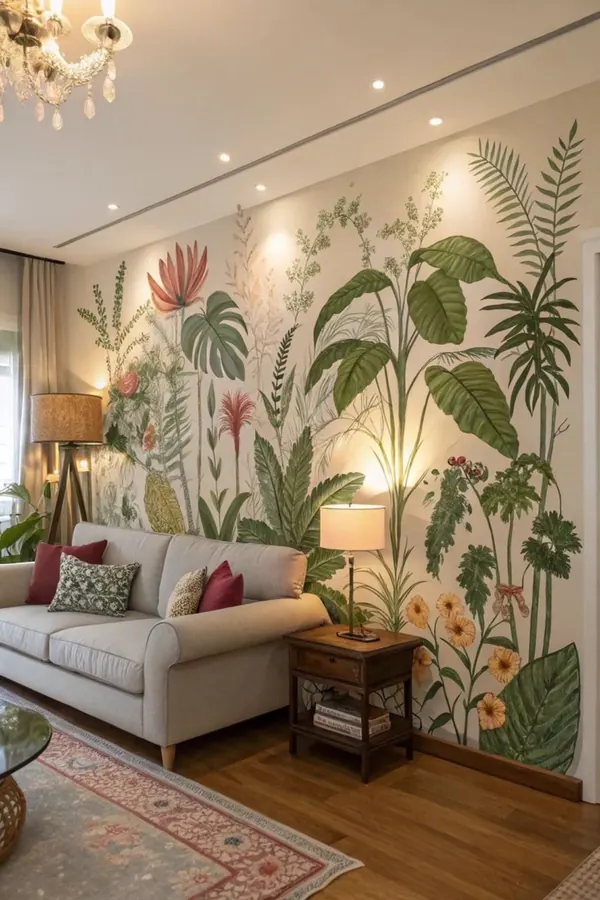 Oversized florals in an elegant lounge